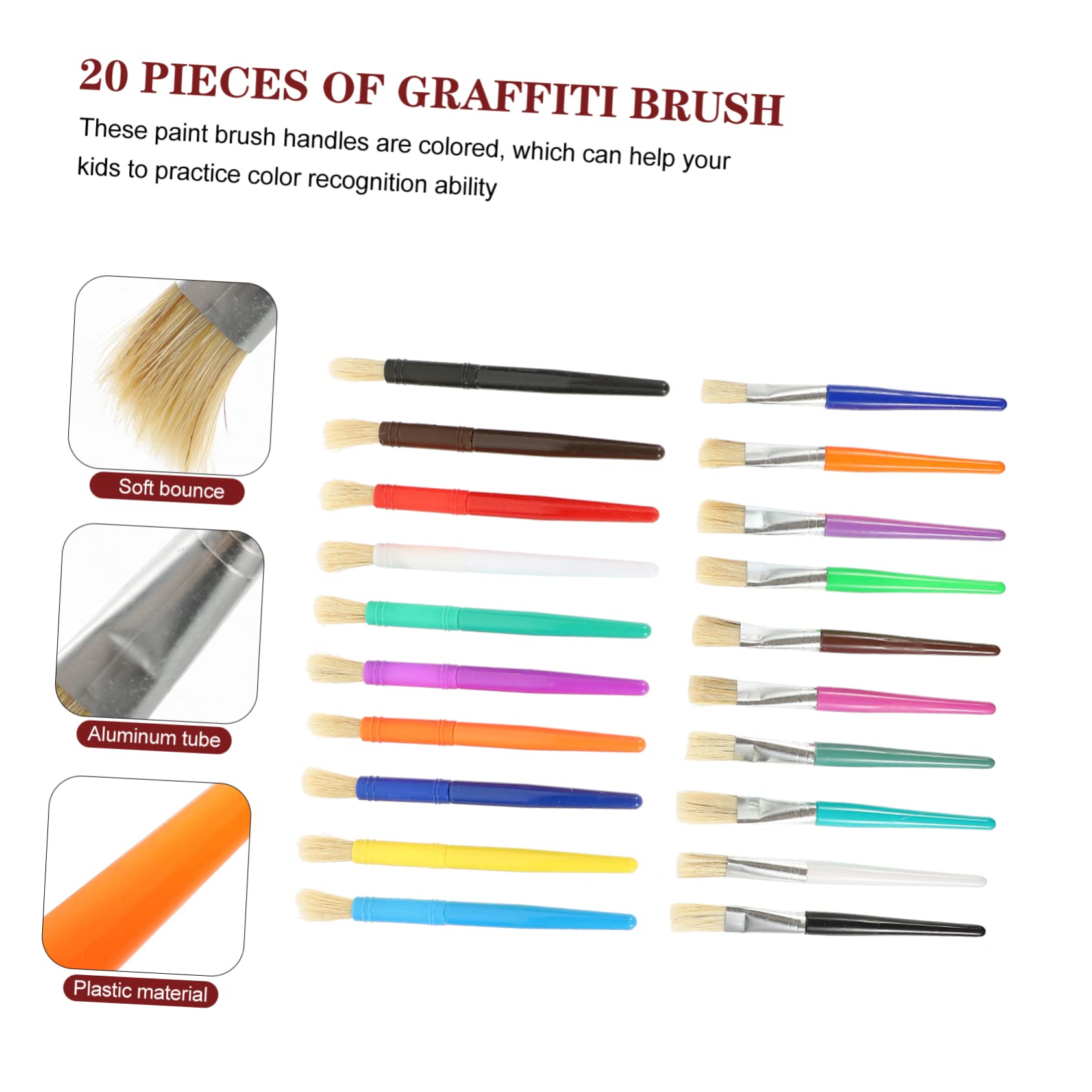 Operitacx 2 Series Pinceles De para Acrílica Y Óleo para Cerdas Suaves Y Mango Plástico Resistente para Manualidades Y Dibujo Artístico 20 Piezas*2