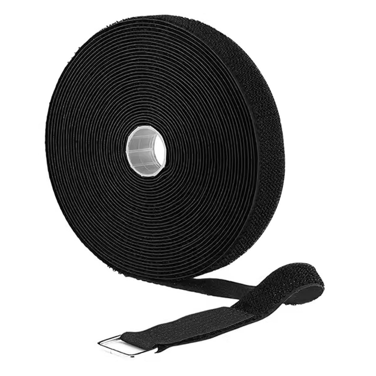 10 Metri di fettuccia in Nylon Resistente con 50 Fibbie Chiusure a Strappo in Nylon Fascette fermacavi riutilizzabili per Fissare Cavi tappetini Yoga Bagagli Biciclette (Nero)