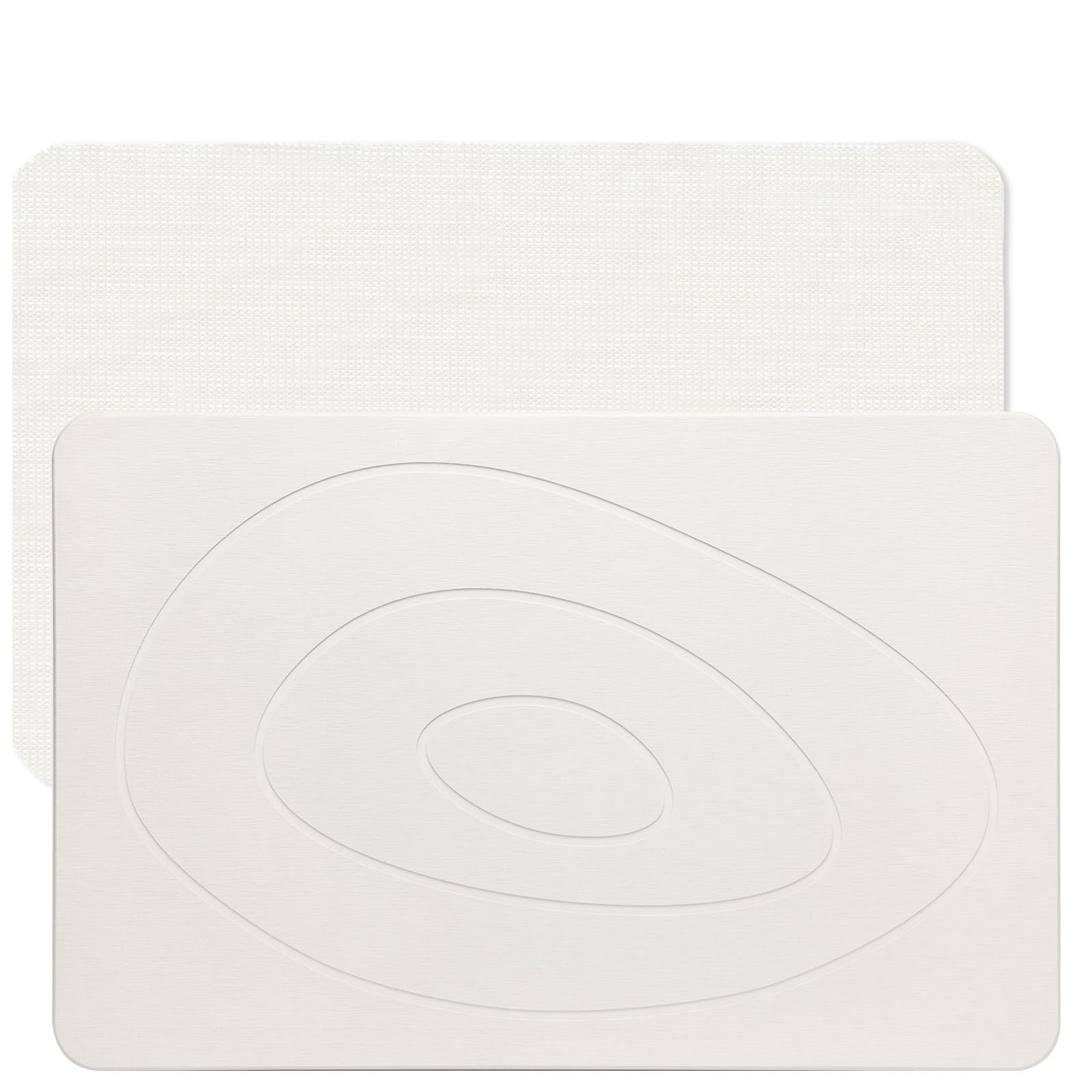 Feilifan Stone Bath Mat, Fast-Drying, 60 X 38 CM, Oval White