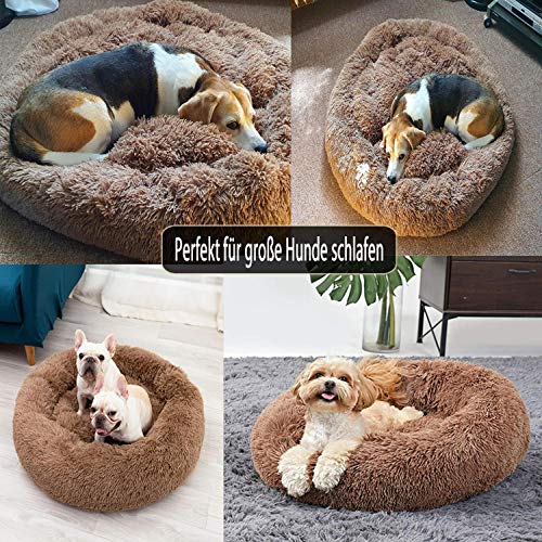 XXL Hundebett Orthopädisch Waschbar Rund Haustierbett für Große Mittelgroße Hunde XL Hundesofa Antistress Kuschelig Hundekissen Memory Foam Hoch Oval Donut Labrador Hundehöhle Braun