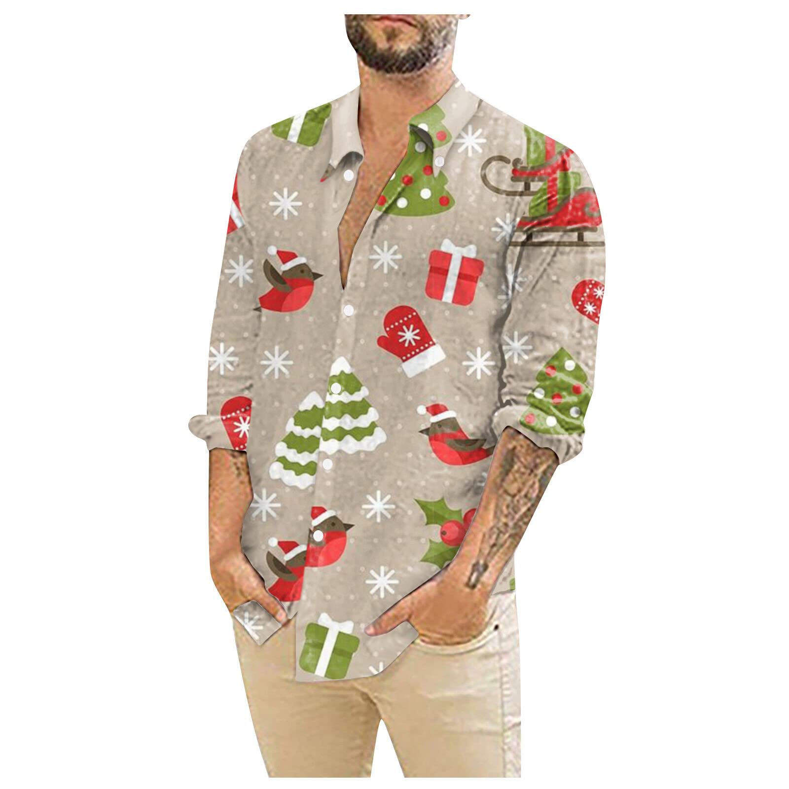 GenericCotton Shirts Slim Fit O-Neck 3/4 Sleeve Shirts for Men Thermal T shirt Long-Sleeve Long Sleeve Hem Top Y2K Shirts