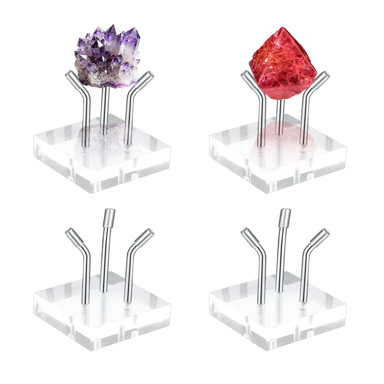 Support en cristal acrylique haut de gamme et chevalet en métal pour minéraux précieux