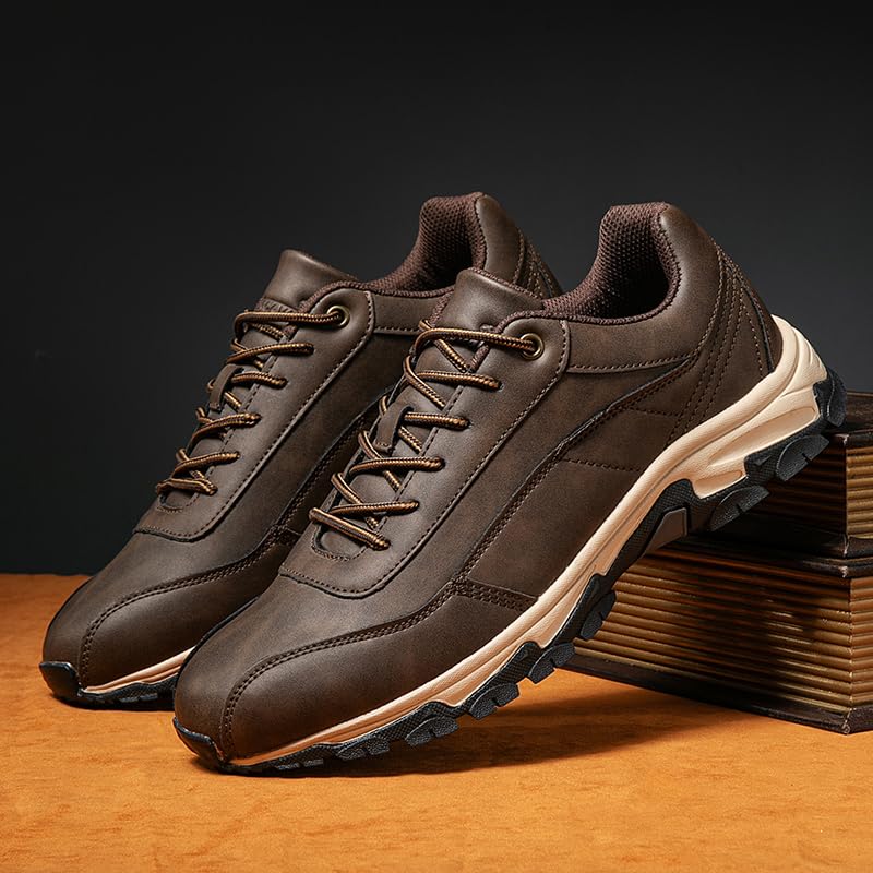 DESESE Men's Waterproof Hiking Shoes Non-Slip Breathable Lightweight Sneakers for Outdoor Trekking Walking Casual Leather Running Shoes4