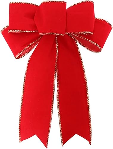 Lazo de corona de cinta, 5 pulgadas de ancho, colas largas de 10 pulgadas, cinta de árbol de Navidad, decoración de invierno, decoración de puerta