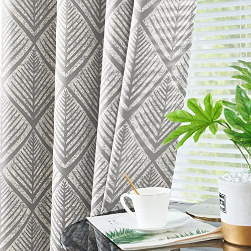 Collact Moderate Blackout Curtains For Bedroom 84 Inch Long Grey Geometric Curtains Grommet Top Thermal Insulated Curtains For Living Room Modern Room Darkening Drapes Window Curtain Set 2 Panels #TOP5