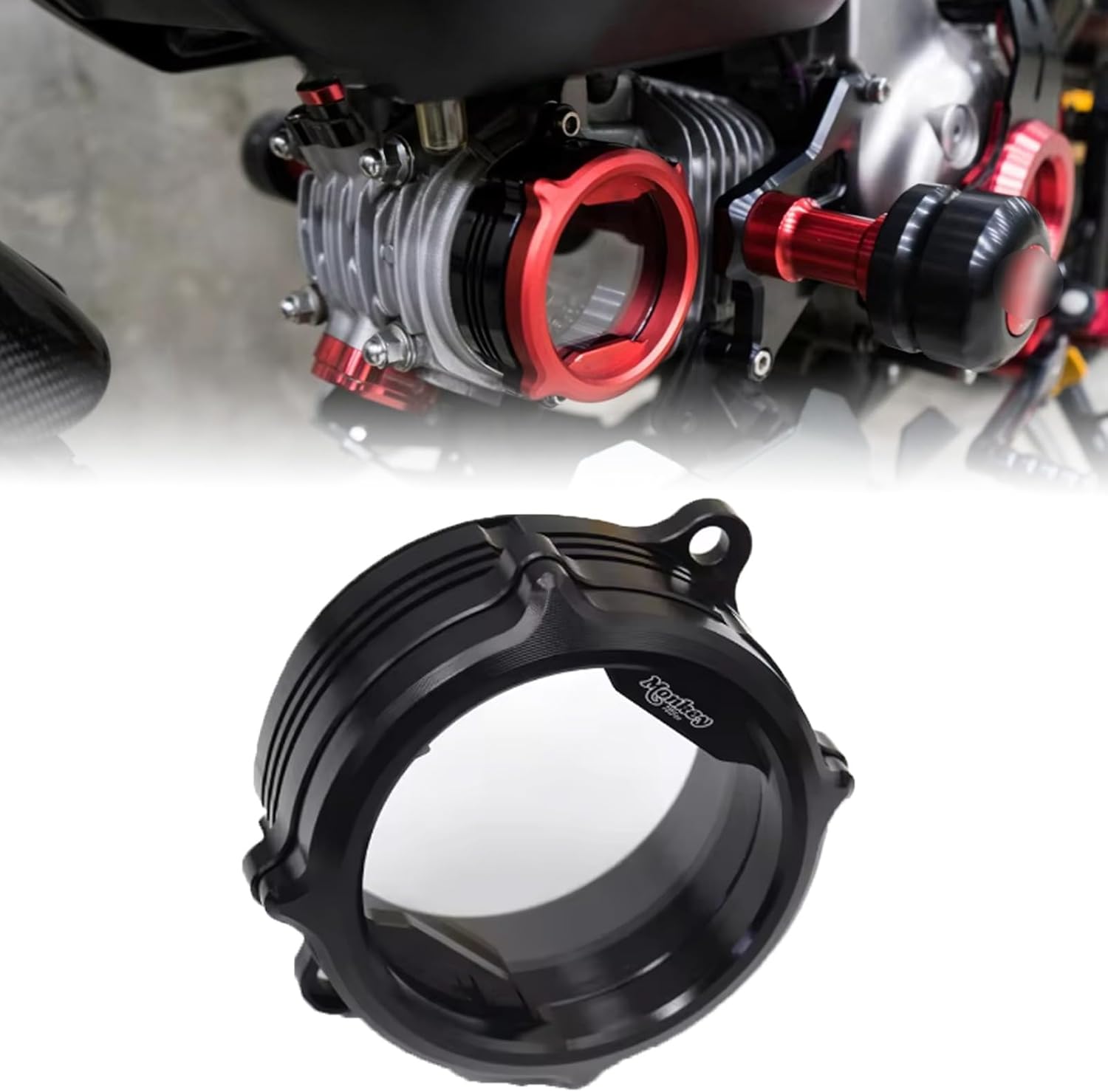 for MONKEY125 Monkey125 2025 2024 2023 2022 2021 2020-2018 Accessories Cylinder Head CNC Aluminum Alloy Cylinder Head Transparent Camshaft Cover Cooling Side Cover (red)