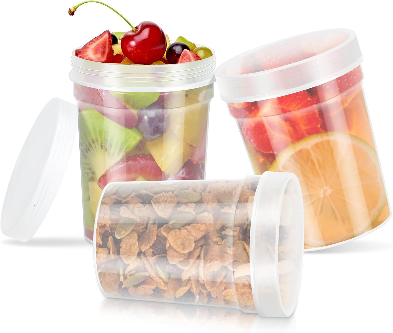 LEAWALK 32 oz Twist Top Deli Containers,Freezer Food