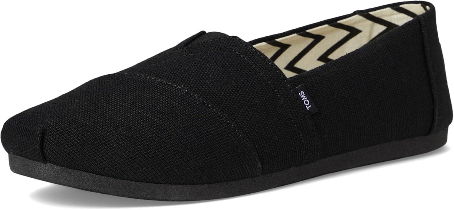 Toms Womens Classic Alpargata with Heritage Canvas Black/Black 5.5 Medium - Image 7