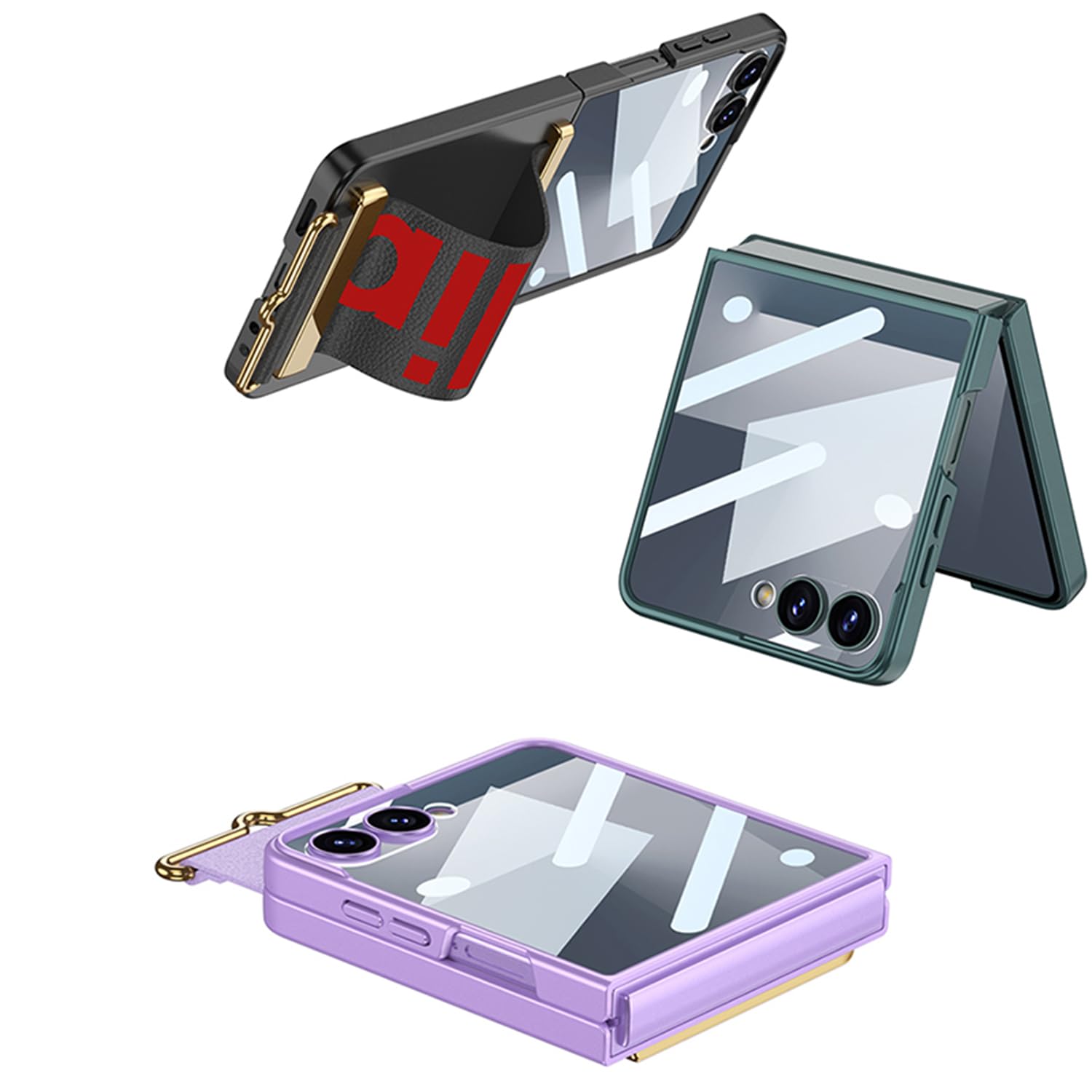 COQUE Étui pour Galaxy Z Flip 7, de Protection intégrale avec Bracelet et Support vidéo, étui Pliable pour Samsung Galaxy Z Flip 7 5G-Noir