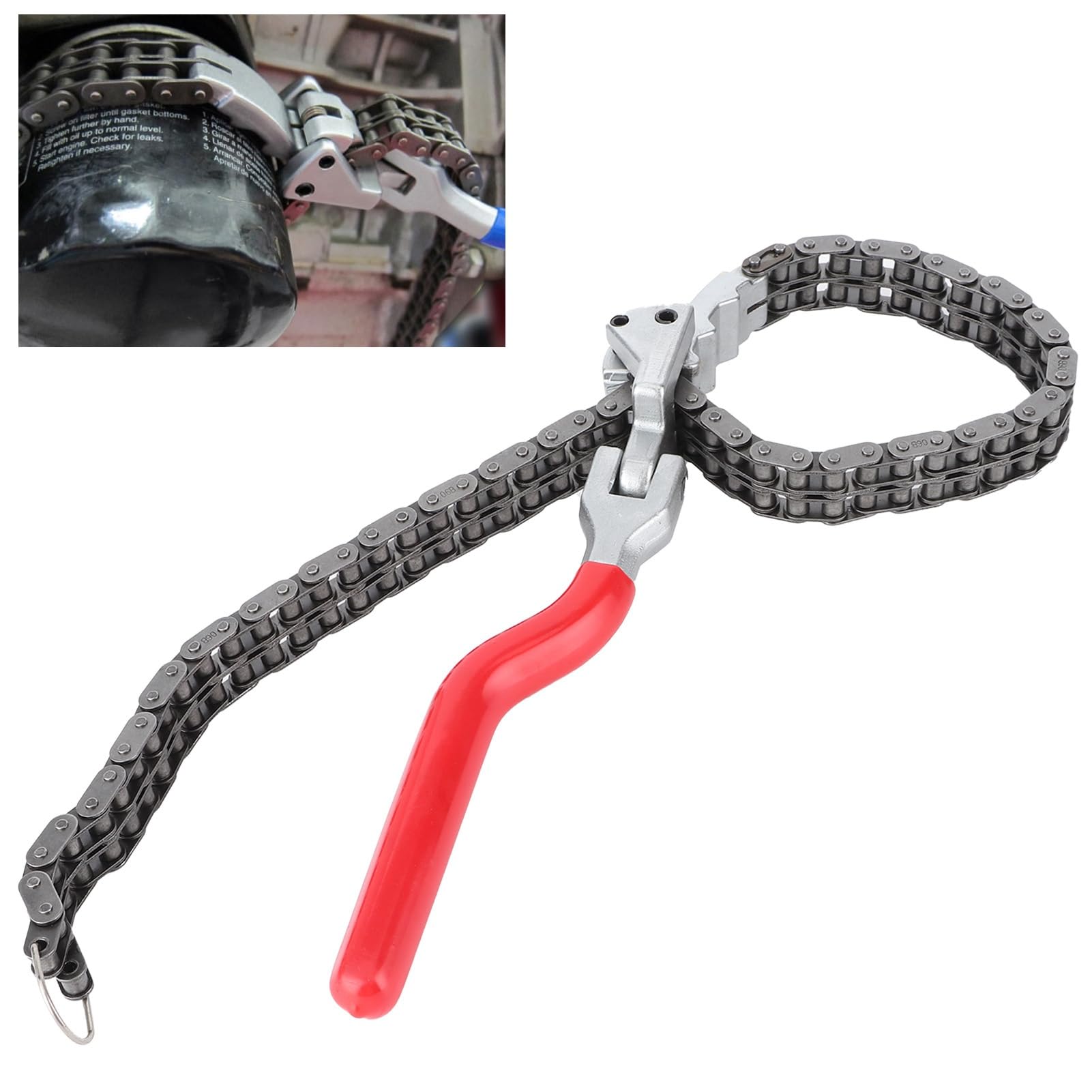 U1312 Acier Fer Clé à Filtre à Huile clé à Filtre à Huile de Type Chaîne 10,4 Pouces à Long Manche Outil de Réparation de Voiture Automatique Ergonomique