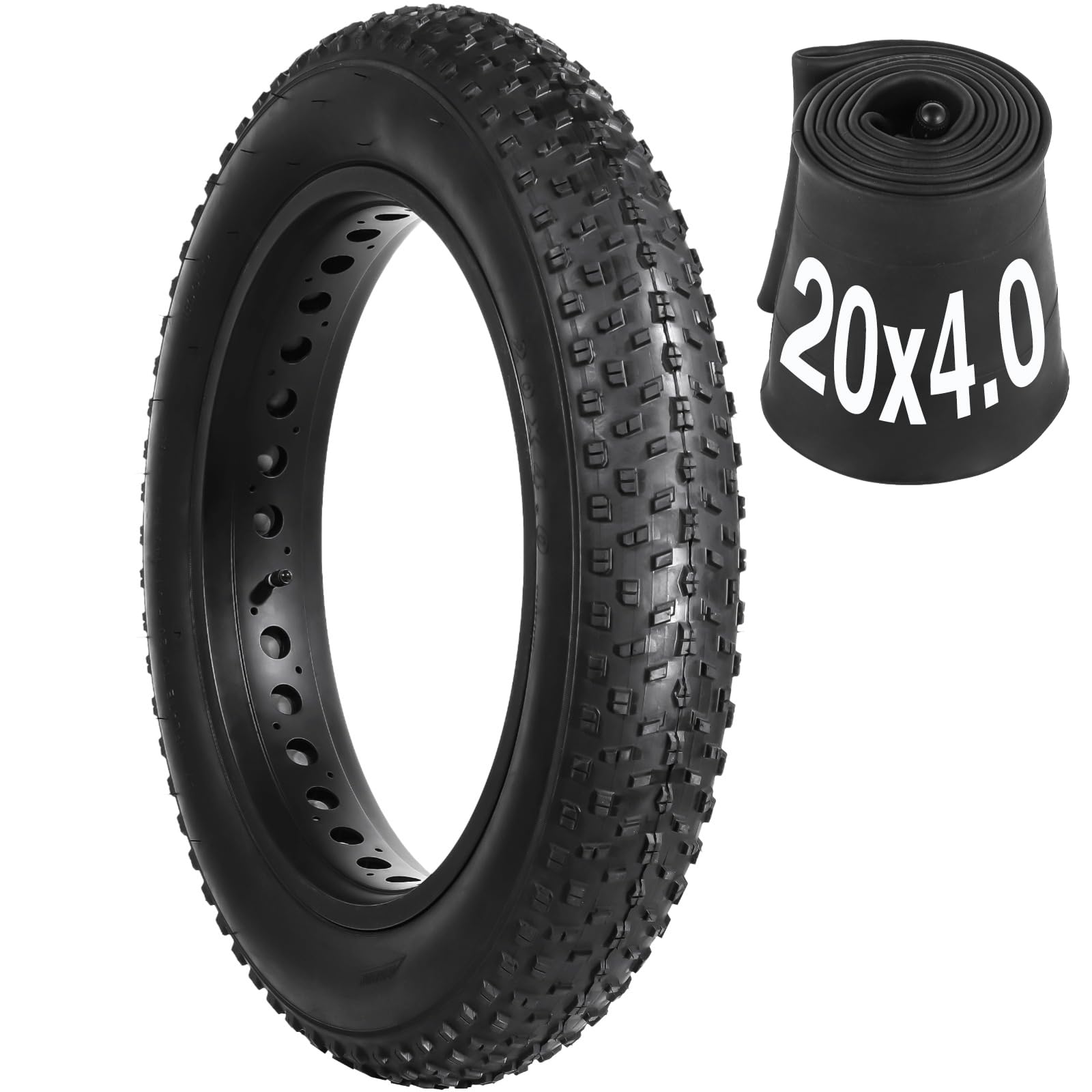 yeesport Fat Tire 20×4.0/26×4.0, Folding Ebike Tires 20/26x4 with Inner Tube, Puncture Resistant Fat Bike Tires 20/26 Inch Fat Tire Replacement for Snow, Street, Beach, Mountain Road
