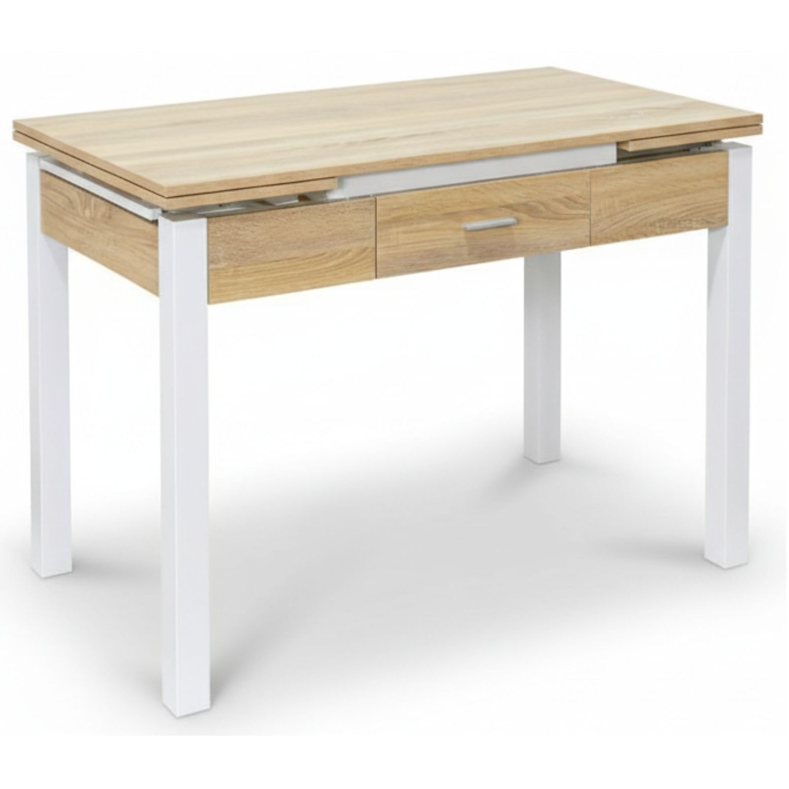 Mesa Cocina Extensible - Medidas 100/150X60x75 cm. - Mesa de Cocina con cajón - Disponible en Color Blanco y Roble. (Madera)