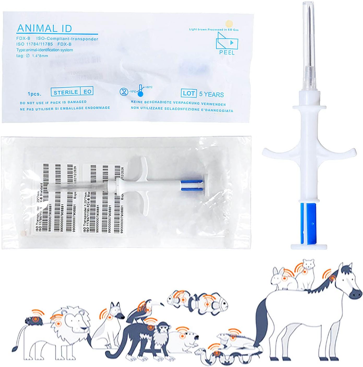 Universal Pet Microchip, 134.2kHz ISO11784/5 FDXB Pet ID