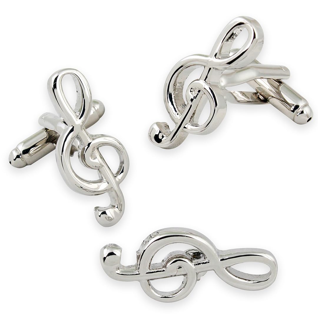 Peluche Silver Symbol of Music Cufflink and Brooch/Lapel Pin Set for Men-image-45