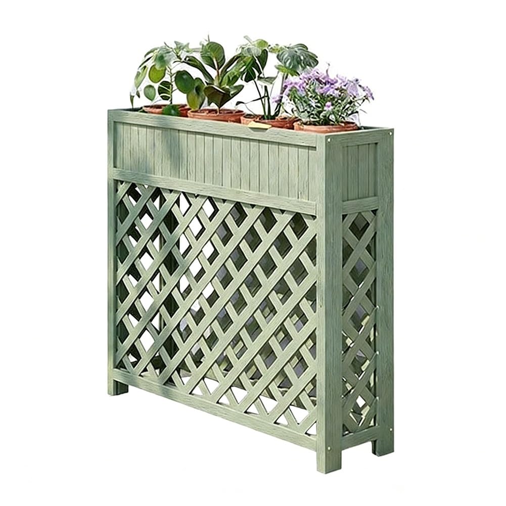 Generisch Pflanzenständer, Sichtschutz mit Pflanzkasten – Rankgitter aus Holz für Kletterpflanzen, Gartentrennwand für Terrasse, Balkon, Einkaufszentrum, Restaurant – Grün, 120 x 25 x 90 cm
