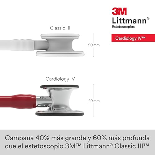 Miniatura 23 de 3M Littmann Cardiology IV - Estetoscopio de diagnóstico 6190, más de 2 veces más fuerte, pesa menos, pieza torácica y tallo de acero inoxidable