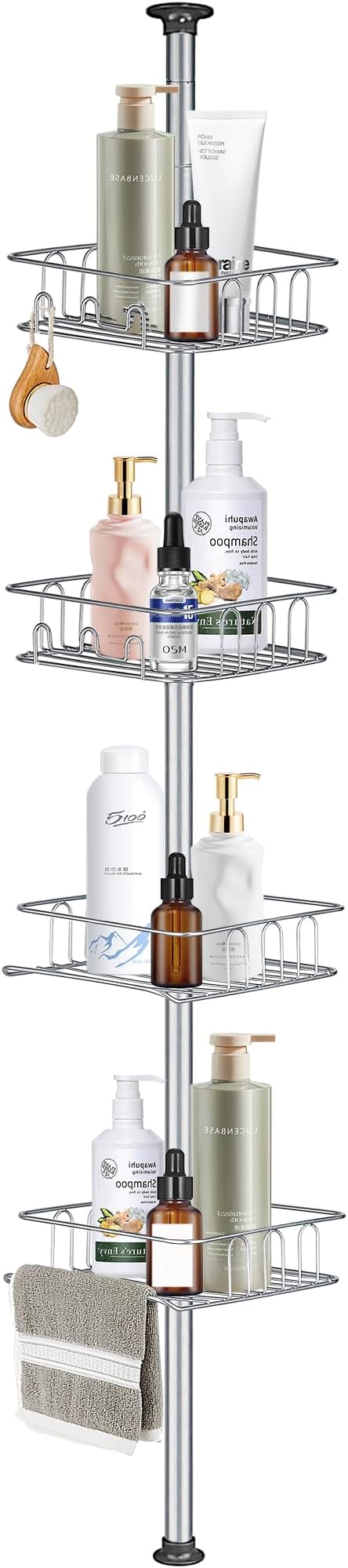 Oypla Adjustable 4 Tier Bathroom Shower Rack Storage Corner Shelf ...
