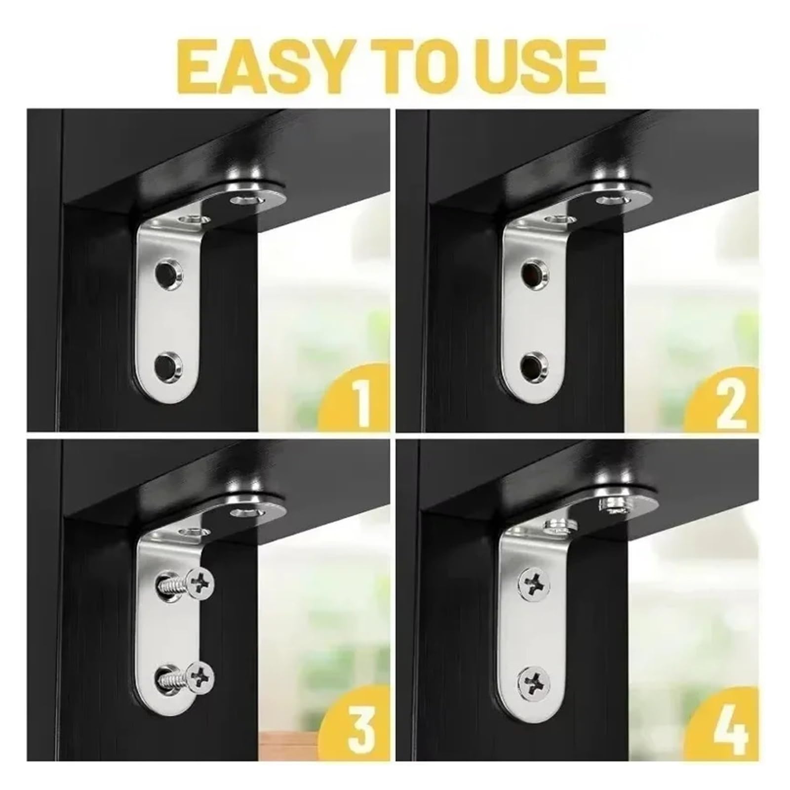 Codice angolare a forma di L in acciaio inossidabile Staffe giunzione da 90 gradi Connettori angolari for armadietti for mobili Supporto for porta dello scaffale con vite(20 Sets-16x40mm)