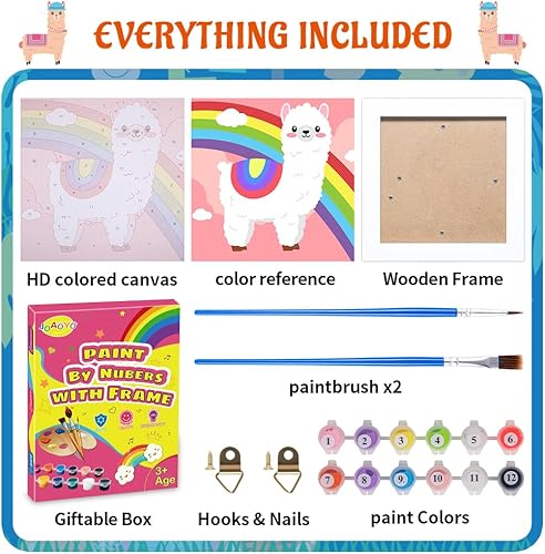 Miniatura 3 de Pintura por números para niños de 8 a 12 años, kits de pintura acrílica fácil por números para niñas, niños y adultos con marco de madera, kits de