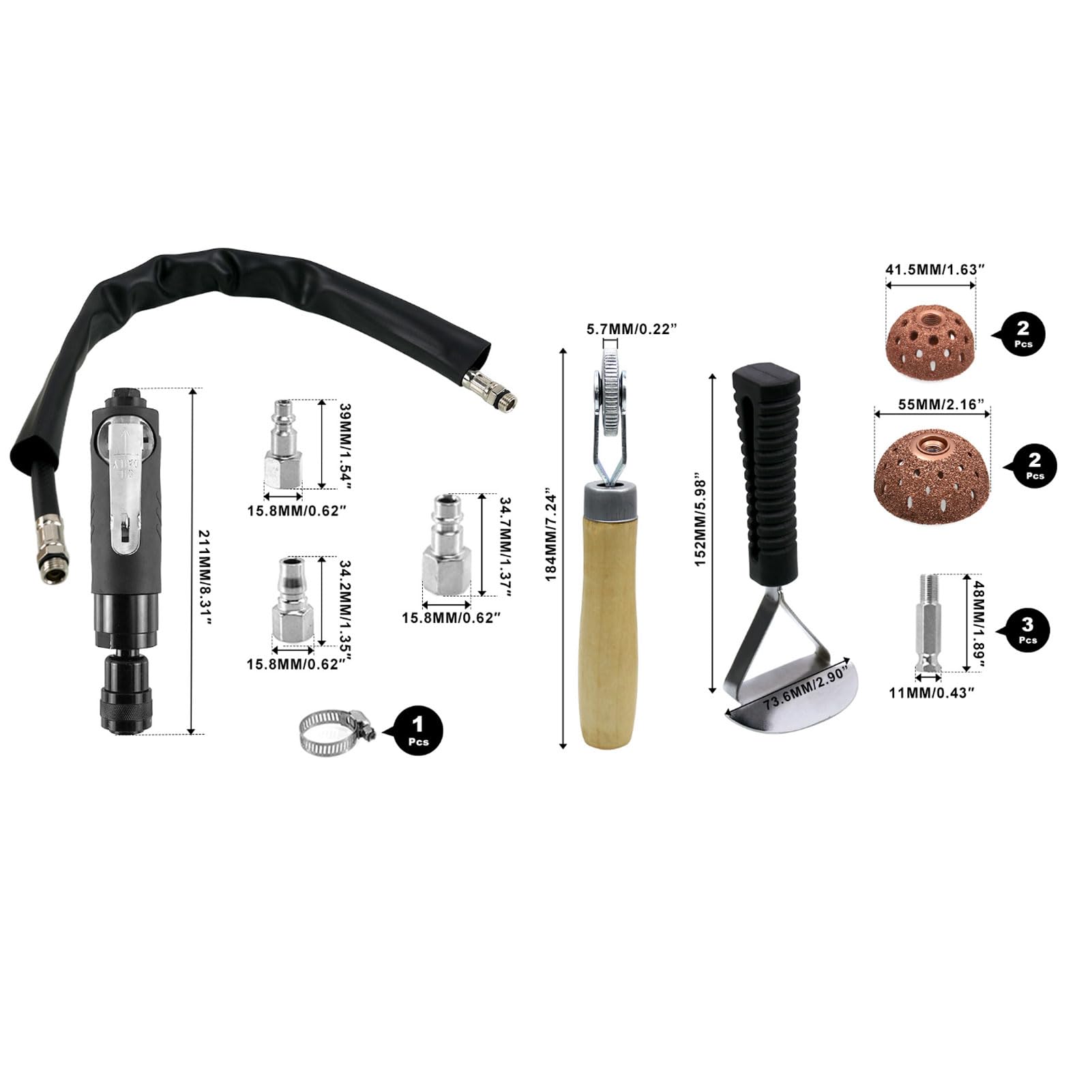 AMONIDA Herramientas de Parche Polaco para Reparación de Neumáticos, Amortiguador Eficiente de Baja Velocidad para Automóviles, Motocicletas y Camiones con 15 Accesorios
