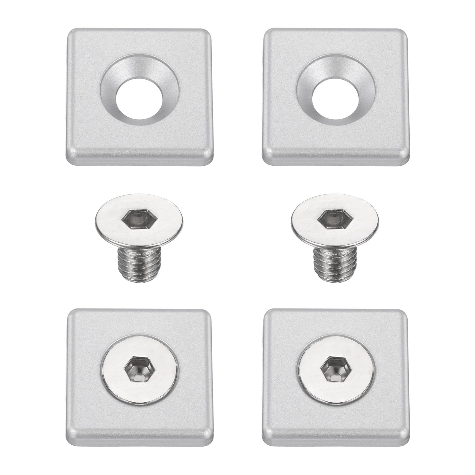 sourcing map 4Pcs Profile End Cap, Zinc Alloy 3030 Series EU Standard T-Slot Aluminum Extrusion End Cap Bracket with Screws for Storage Rack, Silver — image 1