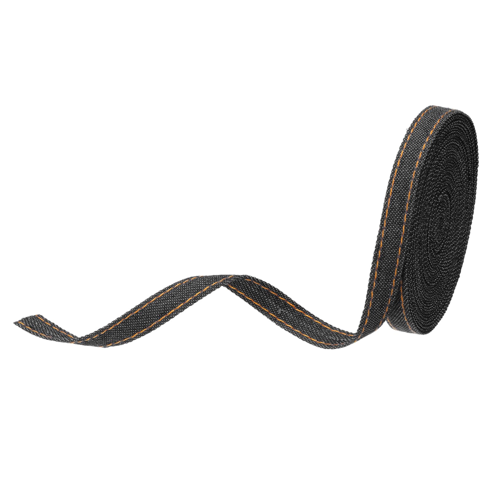 MECCANIXITY 3/8 inch Denim Fabric Ribbons, 5 Yards Denim Bow Jean Ribbon Trim Cloth Fabric for Sewing Hair Gift Wrapping, Black 10mm