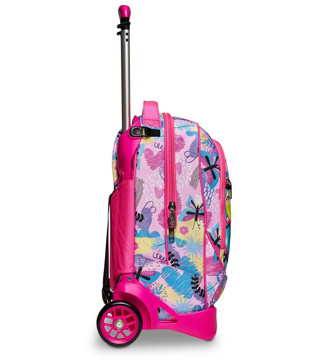 Zaino Scuola Con Carrello Sganciabile A 2 Ruote - Trolley Jack 2WD - SJ GANG - CLACK IT GIRL - 3 in 1 - Triplo Uso - Con Tasca Portaborraccia - Per Bambina - Azzurro