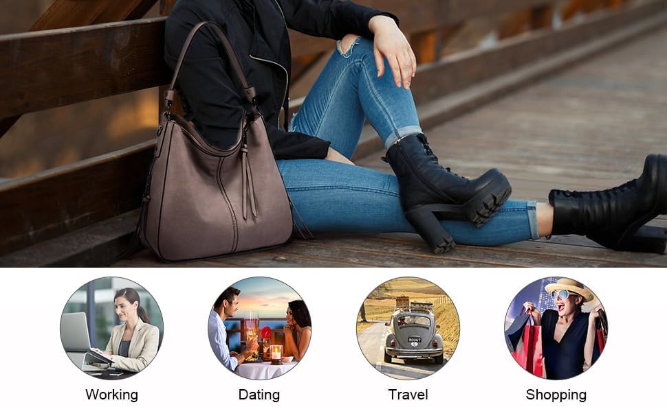 Realer Hobo Crossbody Bags for Women Designer Faux Leather Hobo Handbags Retro Large Size Shoulder Bag Bucket Purse - Image 8