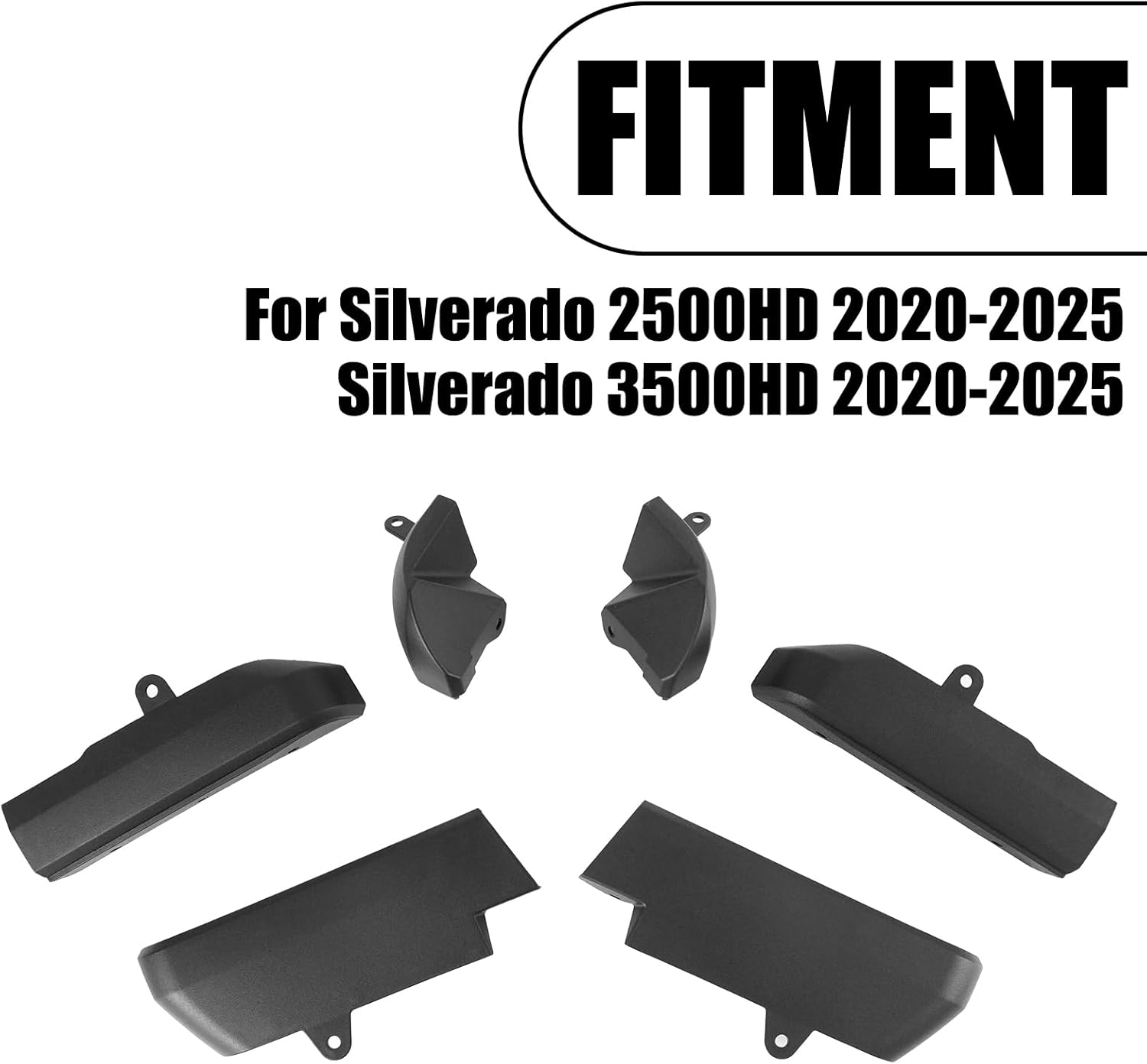 6PCS Mud Flap Delete for Silverado 2500/3500HD 2021-2025 Front Rear Mud Flap Delete Cutting is Required Fit with Larger Tired