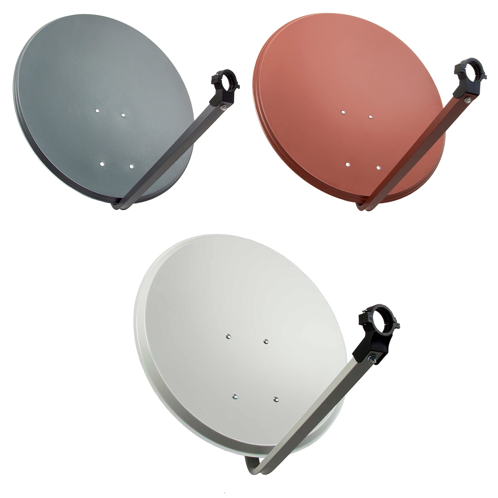Satelliten-Komplettanlage 60cm Anthrazit Twin LNB Wandhalter 45cm ALU 4X F-Stecker