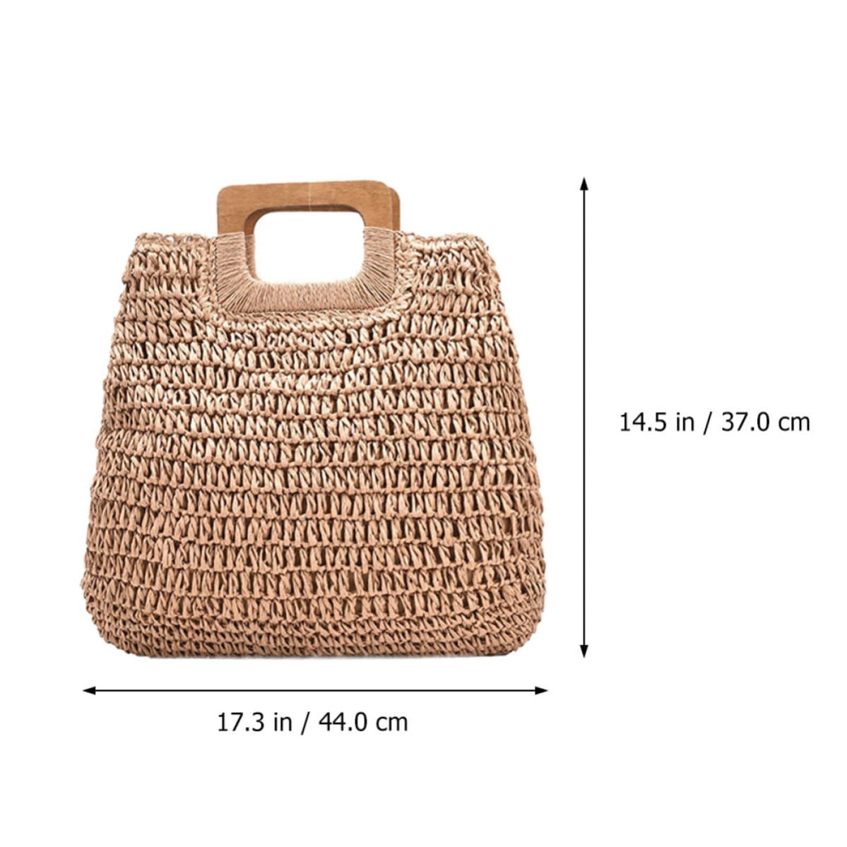 Bolso de Playa Tejido a Mano al Crochet, Bolsa de Almacenamiento Portátil, Gran Capacidad, Ligero, Color Caqui, para Mujer, Compras Diarias y Vacaciones Playa
