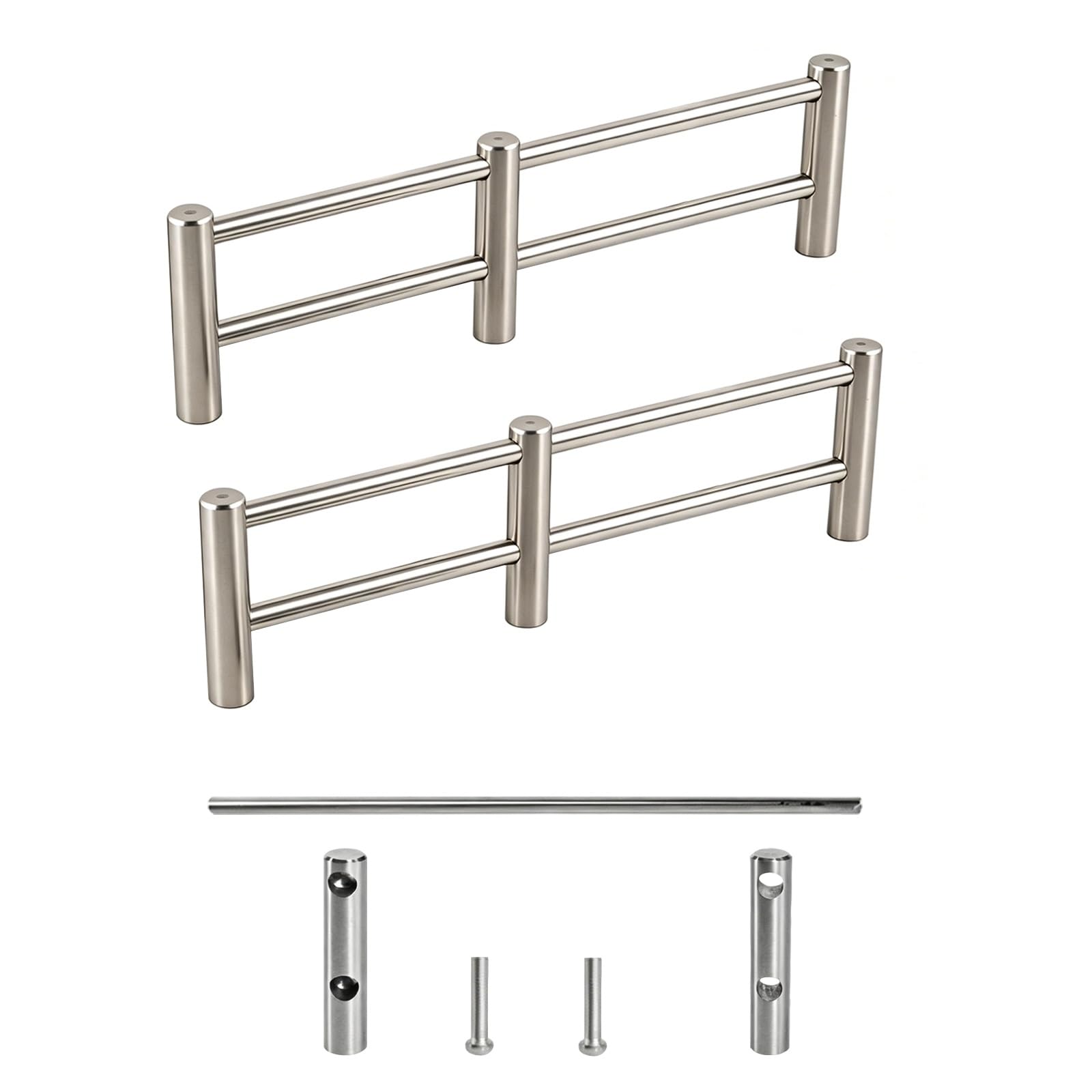 Stainless Steel Shelf Guard Rail, Gallery Rails for Shelves with Screws and Spindles, Pantry, Closet, Bookshelf(L-31.5 in/80CM)