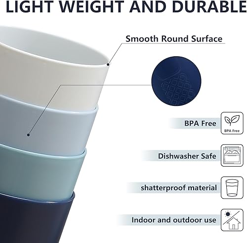 Miniatura 3 de BEWOS Juego de platos llanos, 10.2 pulgadas (4 piezas) y 7.5 pulgadas (4 piezas) platos irrompibles, vajilla sin BPA, platos reutilizables para