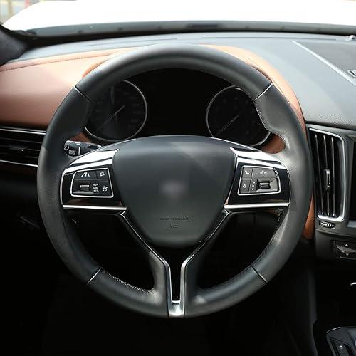 Miniatura 4 de ABS cromo coche volante botón marco etiqueta 2 unids para Maserati Levante Ghibli Quattroporte auto accesorios