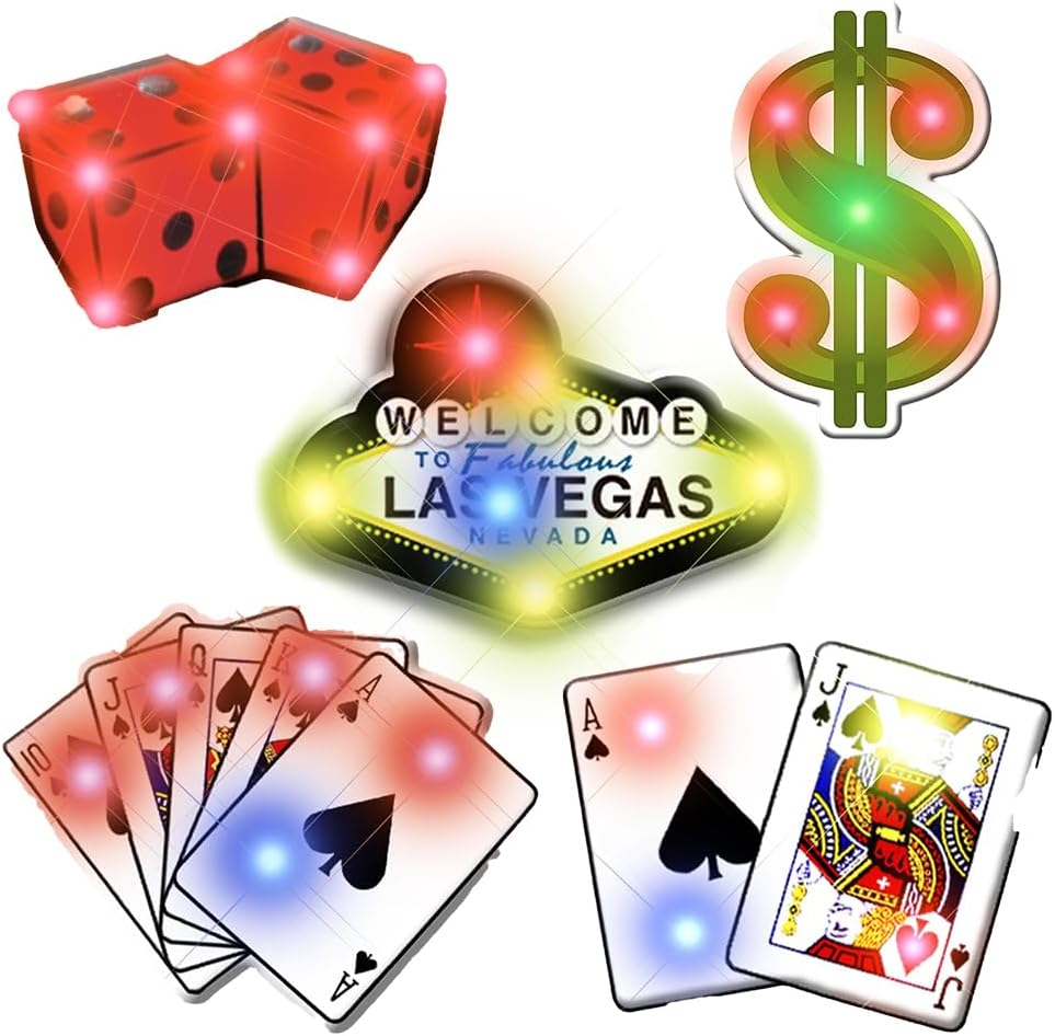 ベガススタイルの点滅ライトブローチ ポーカー ブラックジャック 節約