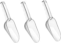 LVVXIXI 3 Pack Clear Plastic Ice Scoops 12 oz - Shatterproof Multifunctional Kitchen Scoop for Ice, Flour, Coffee Beans, Pet Food