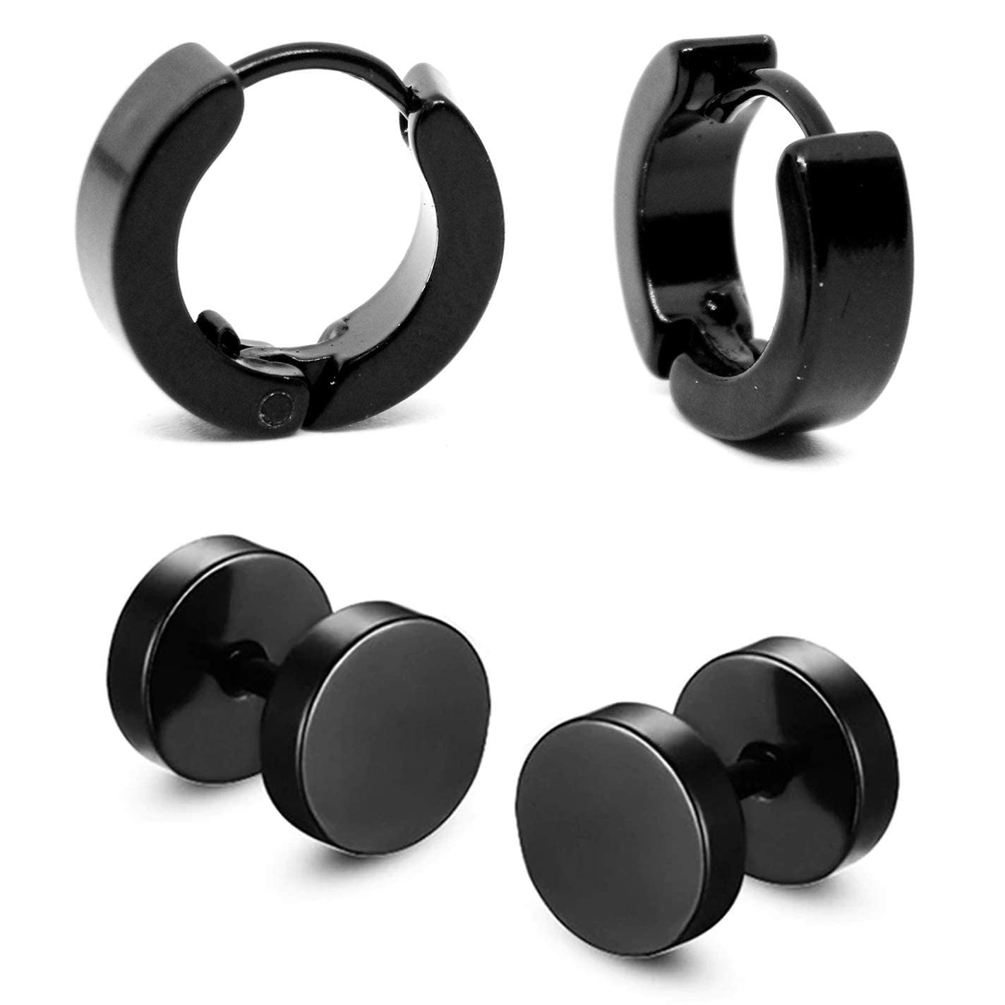 COLOUR OUR DREAMS Mens Stainless Steel Black magnetic Piercing Pressing Screw Tops Bali