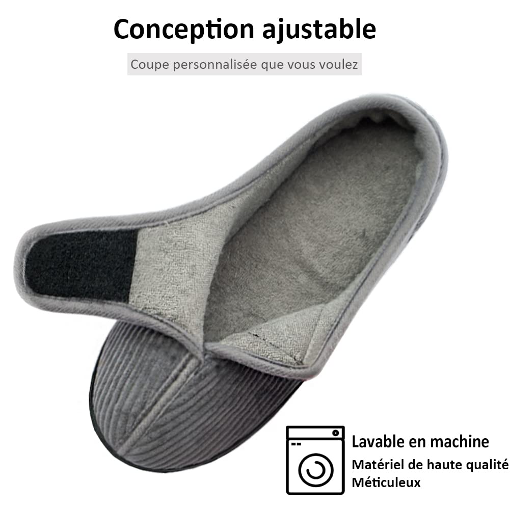 Git-up Chaussons Homme en Mousse à Mémoire Hiver Chaud Chaussures Intérieur Extérieur Semelle en Caoutchouc Antidérapante Maison Pantoufles