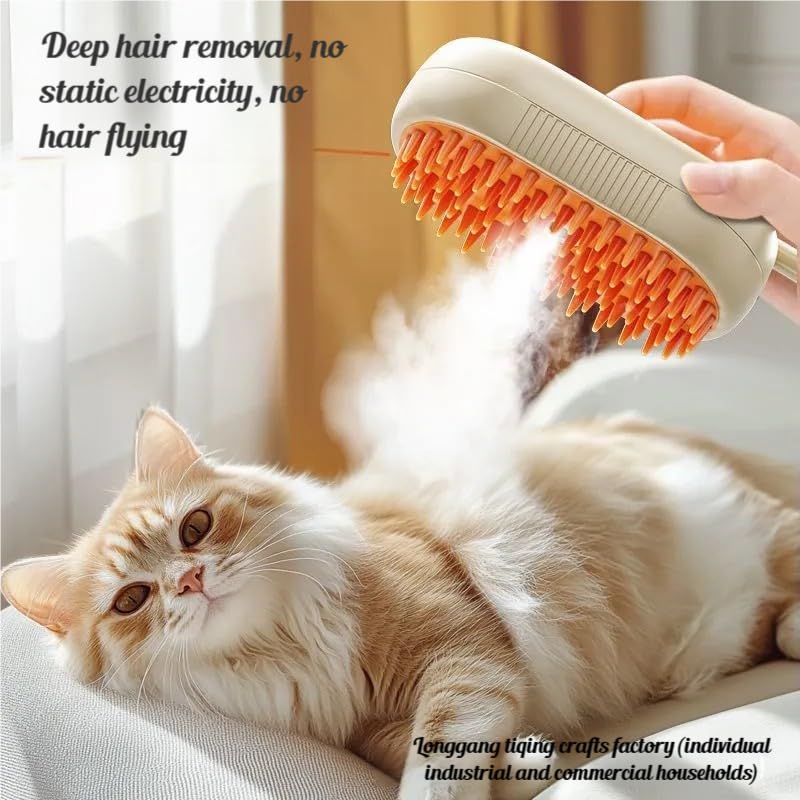 Image of 360 Rotating Cat Brush for Hair Removal and Grooming - Non-Slip ABSPet Hair Brush with Ergonomic Handle, Gentle Brushes for Cats, Dog & Small Animals (Purple)