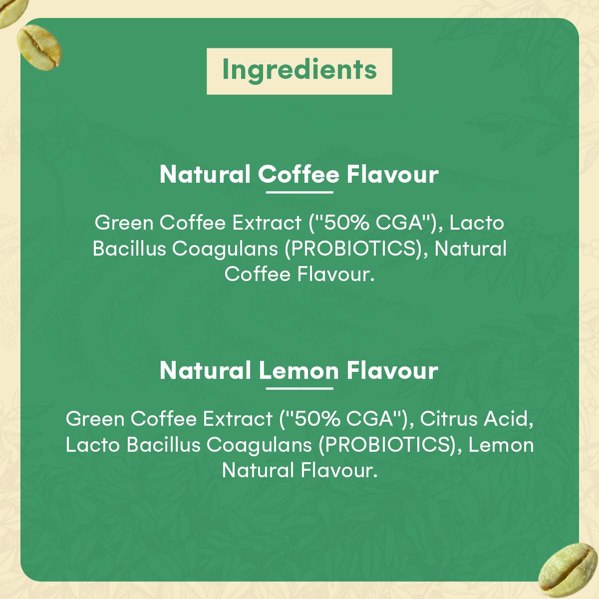Greenbrrew Instant Green Coffee Combo - Natural Green | Lemon Green | 20 Sachets & 60g Each 1