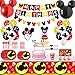 Mickey Maus Motto Geburtstag Party Supplies,117 Pcs Mickey Mouse Geburtstagsdeko-Mickey Mouse Deko Banner,Ballons,Micky Maus Teller Servietten Tischdecke ect Mickey MousePartydeko & Partygeschirr