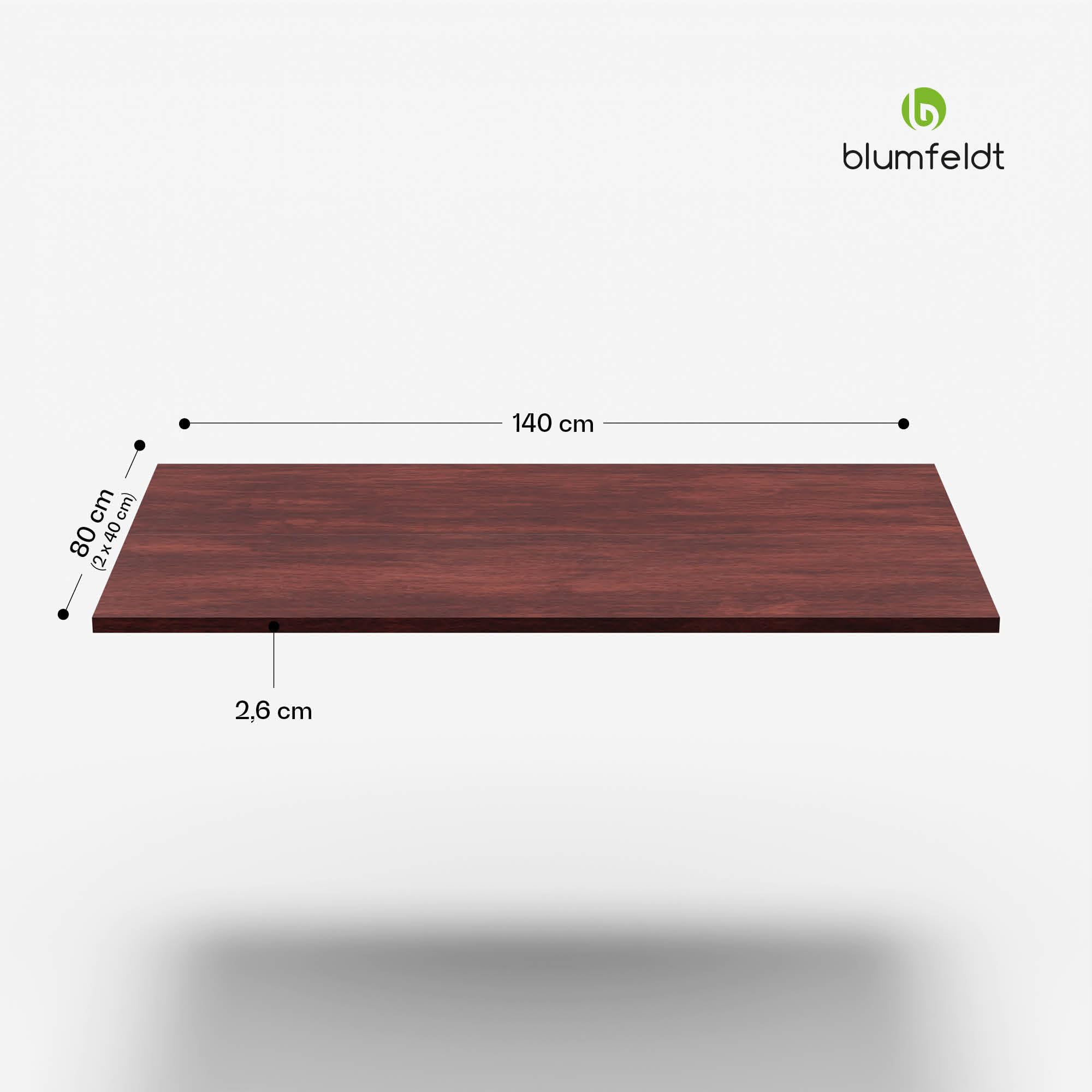 blumfeldt Bearsdon Piano di Legno per Tavolo - 140x80 cm, Resistente ai Graffi & al Calore, Design Moderno in Teak, Ideale per Ambienti Industriali & Minimalisti - Piano Tavolo Legno Durevole