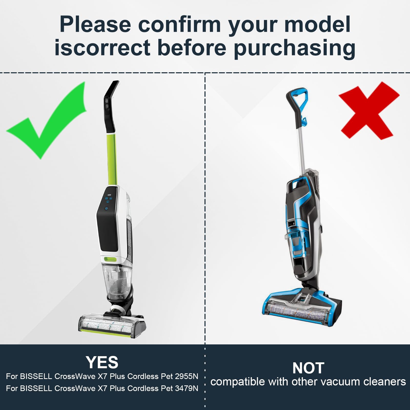 części zamienne do szczotki do odkurzaczy BISSELL CrossWave X7 Plus Cordless Pet 2955N, 3479N odkurzacz na mokro i na sucho, 2 szczotki, 3 filtry HEPA, 1 szczotka do czyszczenia