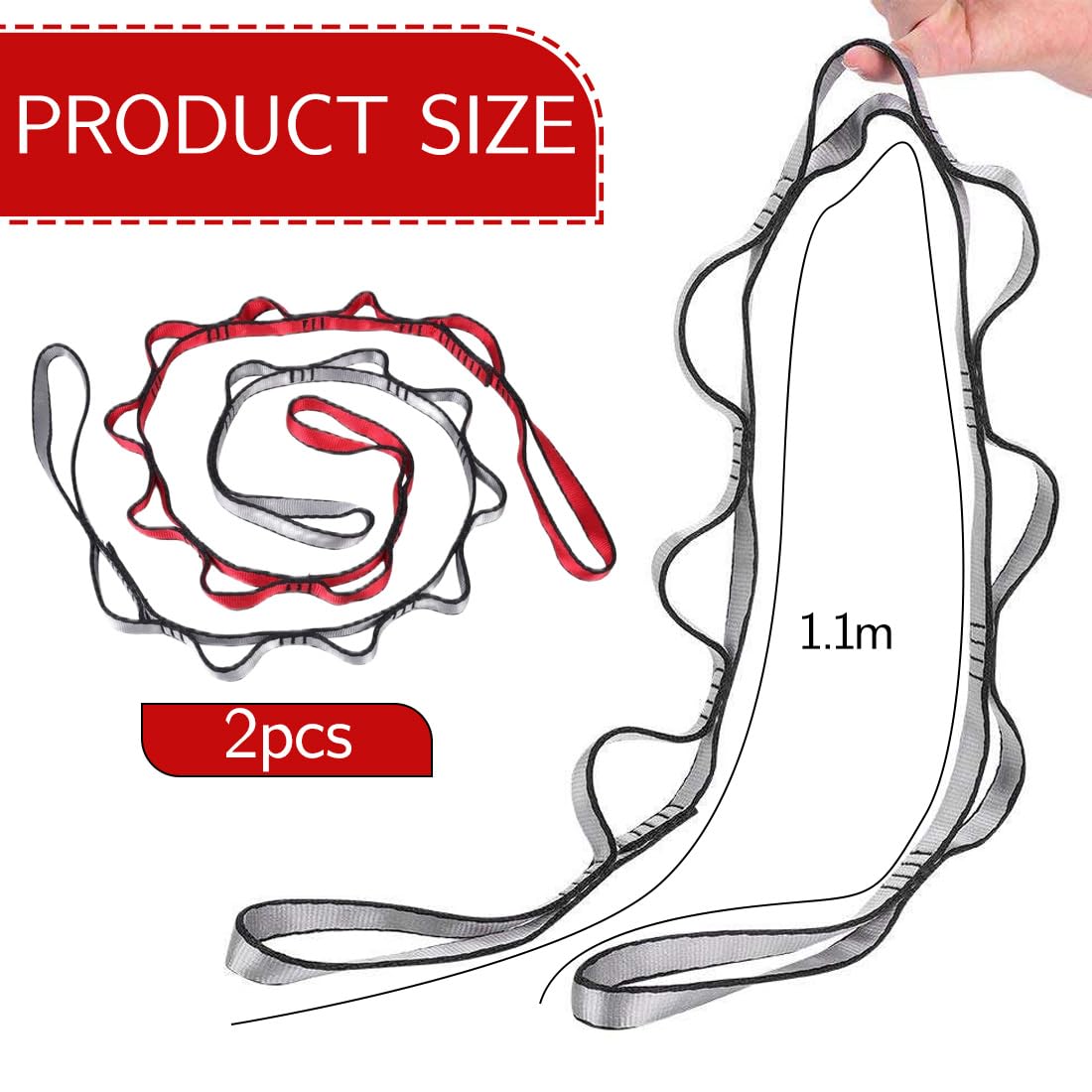 2pcs Daisy Chains, Yoga Amaca Extension Strap, 23KN Regolabile Nylon Arrampicata Sling Fitness Pilates ed Esercizio Estendere Cinghia