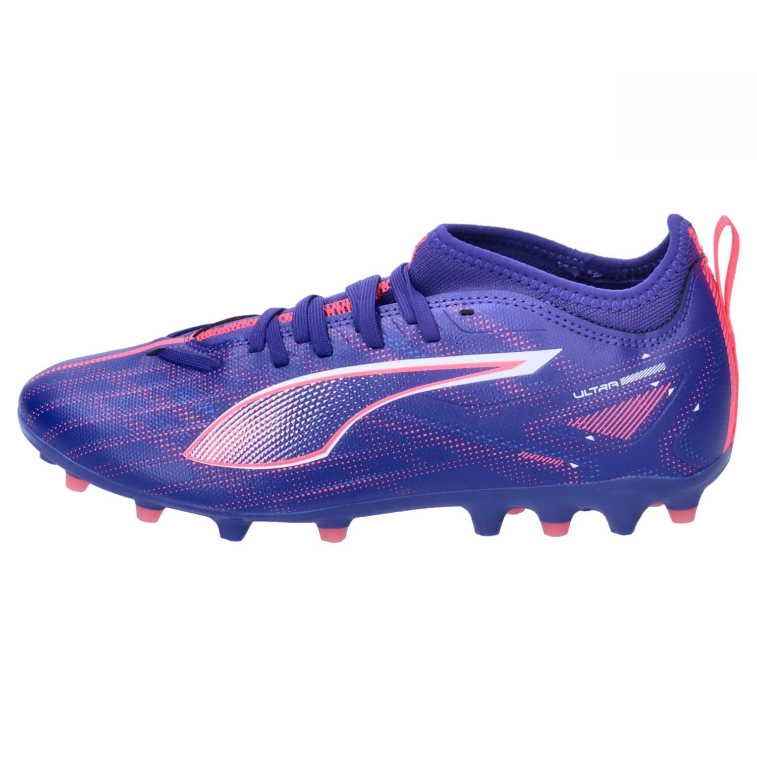 Puma Unisex Youth Ultra 5 Match MG JR Soccer Shoe, Lapis Lazuli-Puma White-Sunset Glow, 31 EU