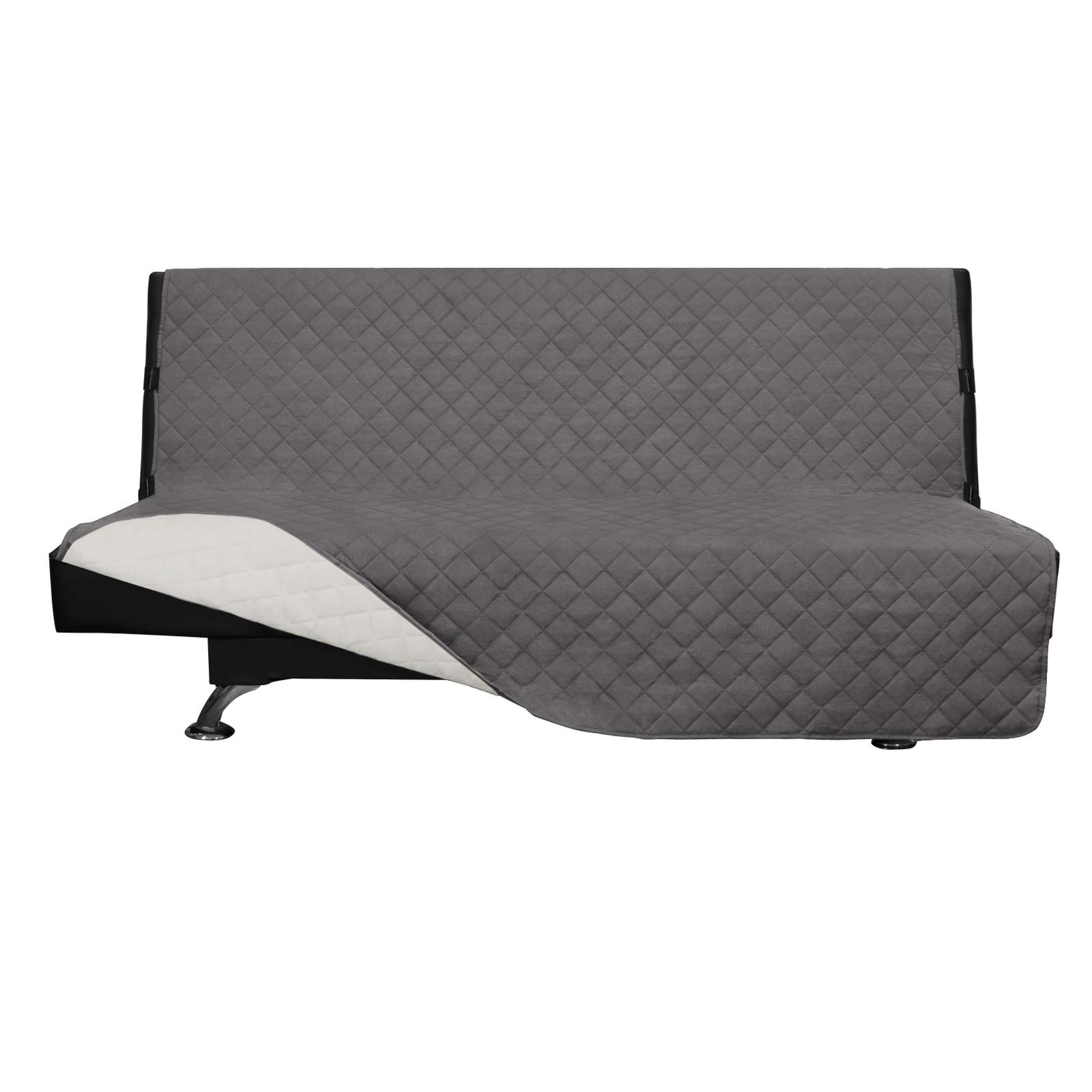 Easy-Going Reversible Couch Cover, Large Futon Sofa, Gray/Ivory