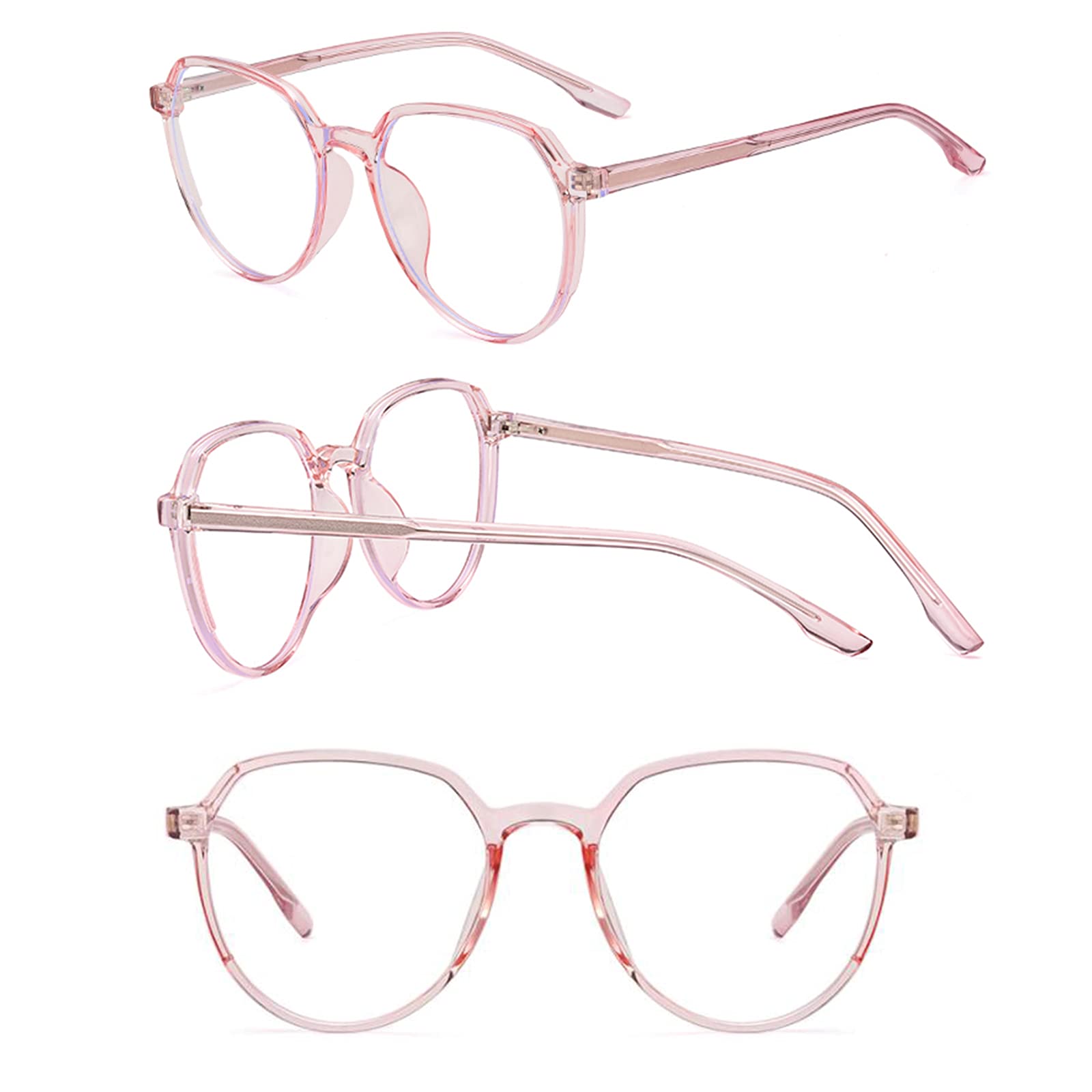 Trendige, Übergroße Tr90-Lesebrille Mit Blaulichtfilter Für Männer Und Frauen, Lesebrille Mit Transparentem Rahmen, Dioptrien 1,0–3,5/Pink/1