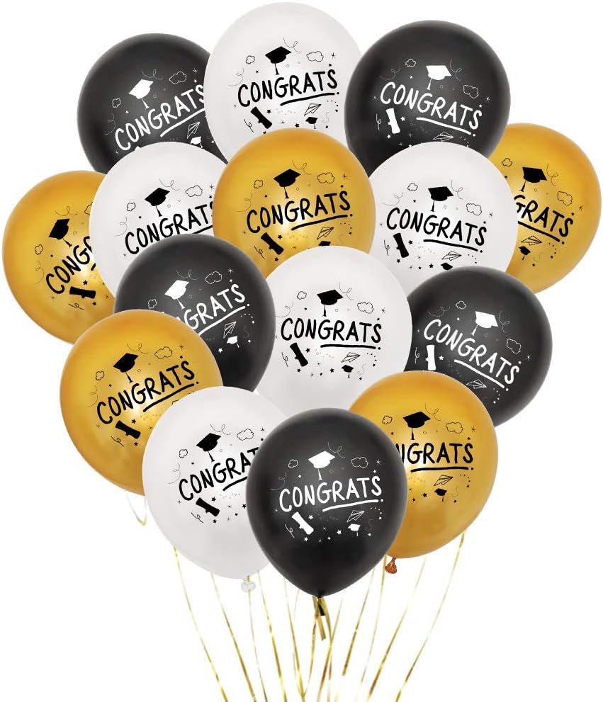 LosuyaGraduation Party Latex Balloons Congrats Balloon Grad Party Supplies Decorations, 15PCS