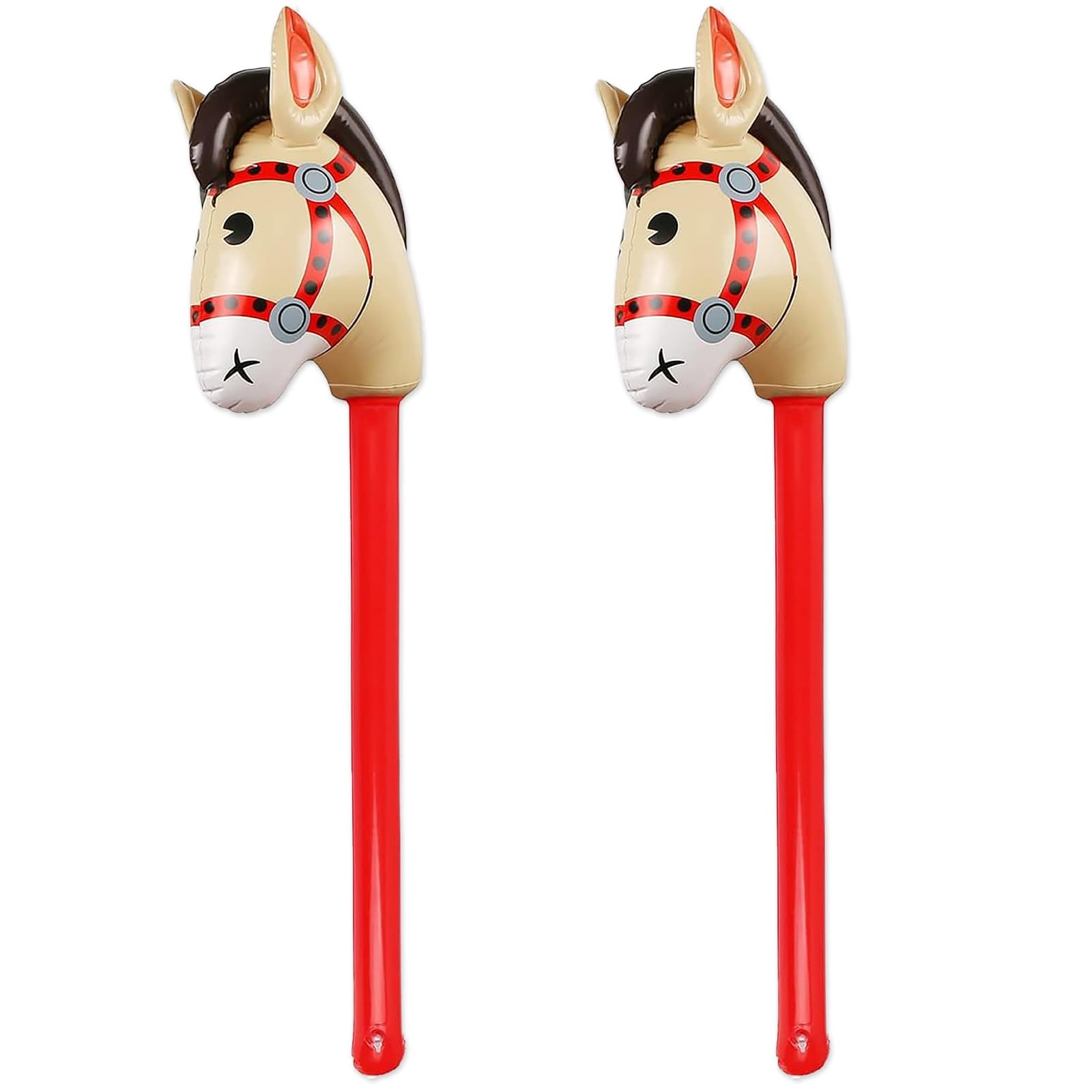 STIFFENERS 2 Pcs Inflatable Horse, 14.5 * 37 Inches Hobby Horses, Horse on a Stick Can be Used for Horse Racing Games, Hobby Horse for Boy and Girl Birthday Party Decorations Toys