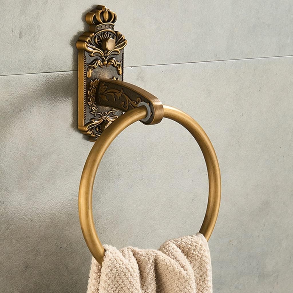 Bathroom Bath Towel Holder, Hand Towel Ring, Round Towel Rings, Wall Mounted Towel Holder, Aluminum Antique Towel Hook, Brass Color Accessories,Mjh-1003a-A (Mjh 1004a)